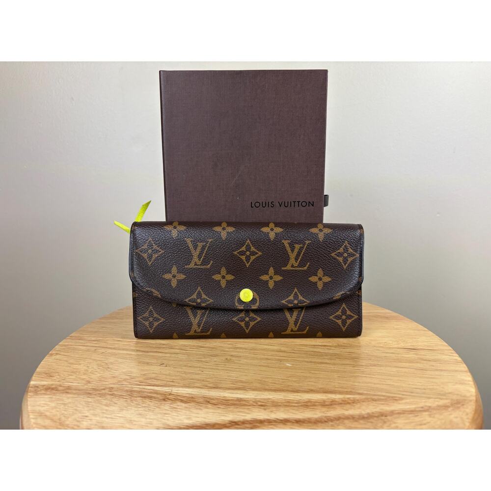 Authentic Louis Vuitton Monogram Emilie Neon Long Bifold Wallet w/ Box